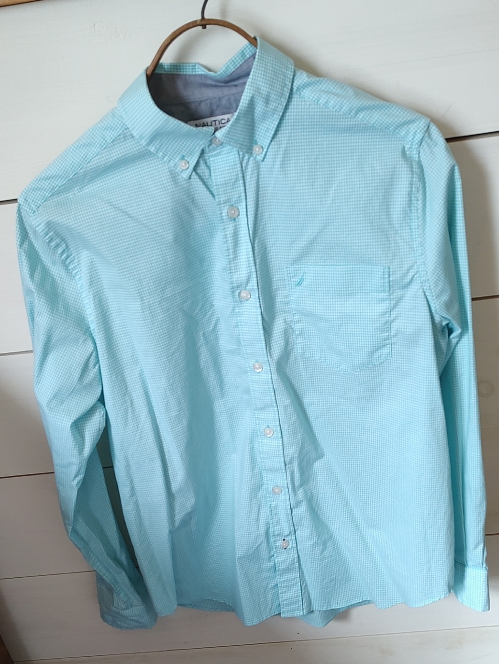 Nautica Men’s Aqua Micro-Check Button-Down Shirt